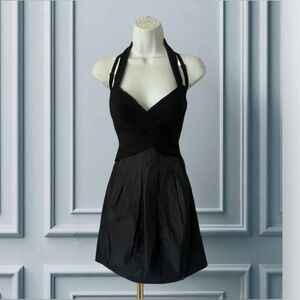 BCBG Black Evening Haler Satin Bubble Dress Size 4